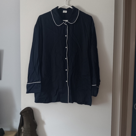 Babaton Jackets & Blazers - BABATON Navy Blue Oversized Twill Jacket White Piping M